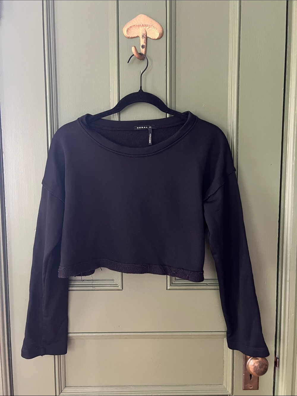 Koral Black Cropped Crew Sweatshirt